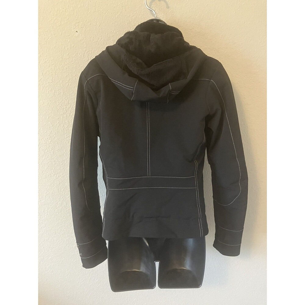 Mountain Hardwear Moto Style Coat Hooded Women's Size Small Black Full Zip View 3